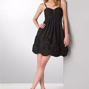NEW bcbg maxazria woven taffeta dress black flower prom dress size 10